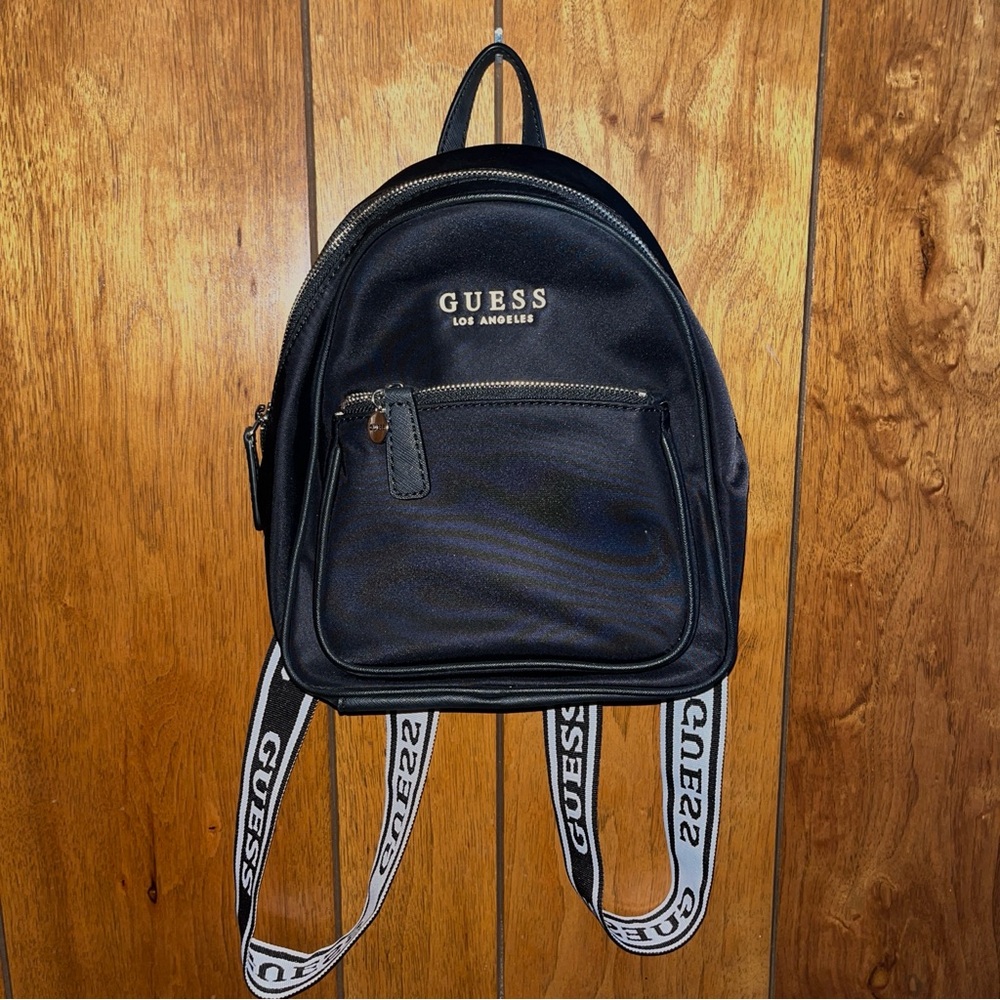 GUESS Black Backpack with Logo Straps